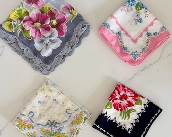 Vintage Floral Print Handkerchief,vintage hankie,vintage accessory,retro hankie,MCM,wedding,bride gift