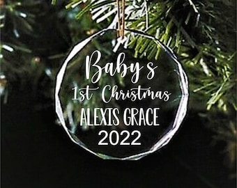 Baby's First Christmas Ornament-Crystal Ornament-Personalized Ornament-Ornament- 2022 Ornament-Quality Crystal Ornament-Newborn Gift