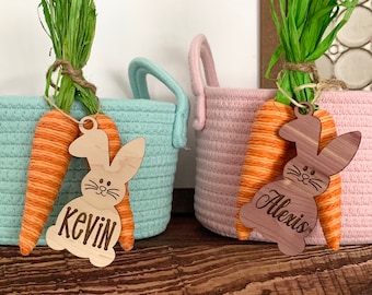 Etiqueta de nombre de la cesta de Pascua, placa de nombre personalizada, etiqueta de conejo de Pascua, etiquetas de nombre, cesta de Pascua, etiqueta de Pascua personalizada, encanto de conejo de Pascua