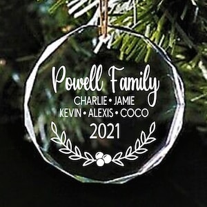 Personalized Crystal Ornament-Family 2021 Ornament-Crystal Ornament-Personalized Ornament-Name Ornament-Crystal Ornament-Engraved