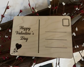 Valentine's Day Postcard, Valentines Day Gift, Wooden Postcard, Custom made Postcard, Valentine's Day Gift, Wooden Postcard, You Personalize