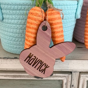 Easter basket name tag, personalized name plate, easter bunny tag, name tags, easter basket, custom easter label, easter bunny charm