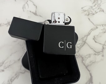Personalized Matte Black Lighter: Engraved Monogram Groomsmen Gift