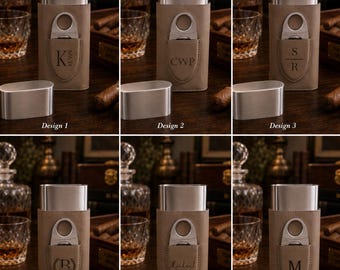 Cigar Holder Case, Personalized Groomsmen Gifts, Best Man Gift, Cigar Cutter, Father, Wedding Party Gift, Gift for Him, Cigar Holder