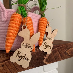 Easter basket name tag, personalized name plate, easter bunny tag, name tags, easter basket, custom easter label, easter bunny charm
