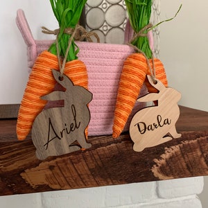 Easter basket name tag, personalized name plate, easter bunny tag, name tags, easter basket, custom easter label, easter bunny charm