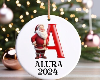 Personalized Santa Ornament: Ceramic Christmas Ornament, 2024