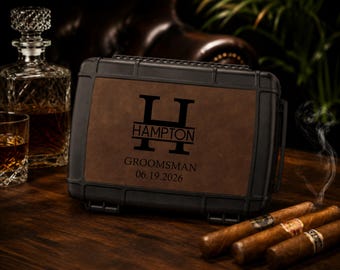 Travel Cigar Case, Personalized laser Engraved Cigar Box,  waterproof, air-tight seal