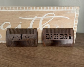 Personalized Wooden Beard Comb: Engraved Pocket Comb