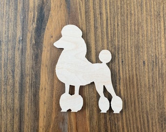 Poodle- Dog- Unfinished Wood Cut Out, Shapes, Animals, Custom Orders, 2"-12" Variety of Size, Craft Supply, Laser Cut Designs, Farm Animals