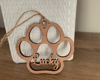Adorno de pata de mascota personalizado, adorno para mascota, adornos de madera, adorno navideño, adornos 2021, adorno para perro, adornos de animales