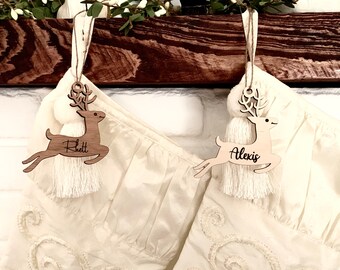 Christmas Stocking Name, stocking Name Tag, Reindeer Name Tag, Personalized Name Tag, Name Tags, Laser Cut Name Tags