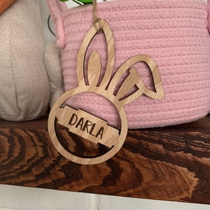 Easter basket name tag, personalized name plate, easter bunny tag, name tags, easter basket, custom easter label, easter bunny charm