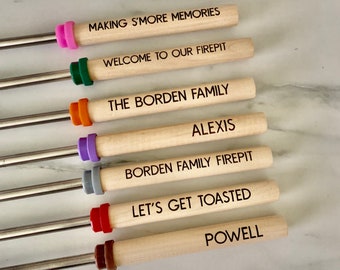 Personalized Engraved Marshmallow Sticks ,Telescoping Extendable Pokers, Roasting Stick,  S’mores Roasting Sticks, Marshmallow Sticks