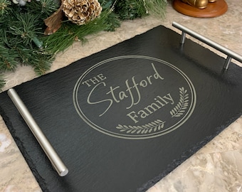 Charcuterie Board- Slate Serving Tray - Engraved -Personalized Gift-Wedding Gift -Housewarming -Valentine's Day Gift - Serving - Anniversary