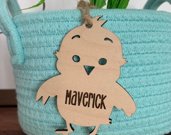 Easter basket name tag, personalized name plate, easter Chick tag, name tags, easter basket, custom easter label, easter Chick charm