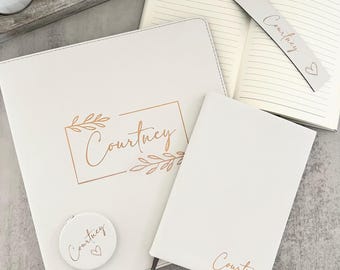 Personalized Leatherette Journal: Engraved Monogram Notebook (7x9)