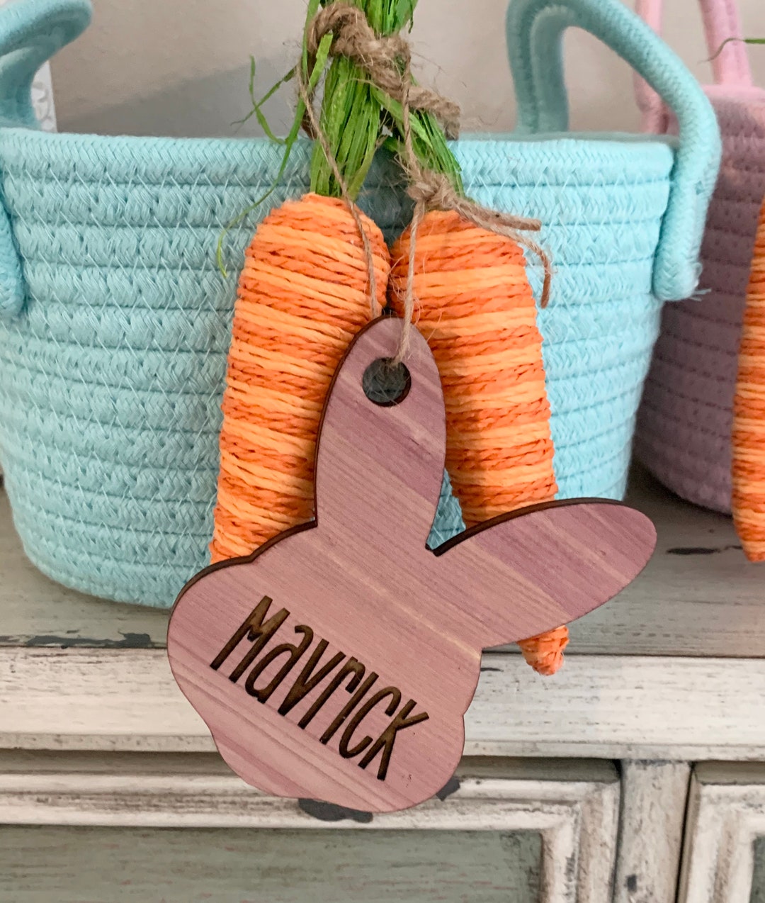 Easter Basket Name Tag, Personalized Name Plate, Easter Bunny Tag, Name