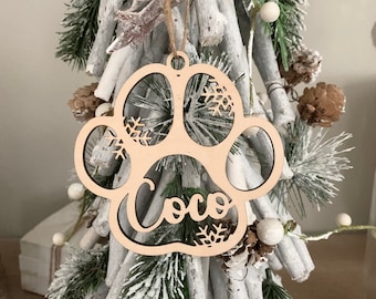 Personalized Pet Paw Ornament, Pet Ornament, wood ornaments- Christmas Ornament- 2021 Ornaments- Dog Ornament- Animal Ornaments