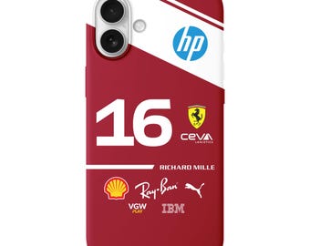 Coque de portable Ferrari F1 Charles Leclerc 16, inspirée de la Formule 1, pour iPhone 17 16 15 14 13 Pro Max, Samsung Galaxy S22 S23 S24 S25 Ultra