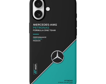 Mercedes AMG Formula 1 Phone Case, Stripe Collection, Minimal Racing Livery Design, Motorsport Fan Gift