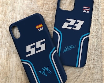 Coque de téléphone Williams Formule 1 Carlos Sainz Alex Albon pour iPhone 17 16 15 14 13 Pro Max, F1 Personnalisé pour Samsung Galaxy S22 S23 S24 S25 Ultra