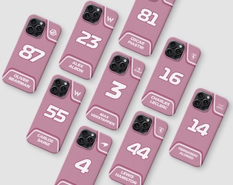 Formula 1 Pink Aesthetic Phone Case For iPhone 17 16 15 14 13, Custom Racing Driver Number Cover, F1 Fan Girl Gift Samsung S25 S24 S23 S22