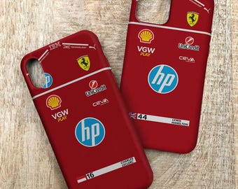 Coque de portable inspirée de la F1 Ferrari Suit 2025 Charles Leclerc, Lewis Hamilton, iPhone 17 16 15 14 13 Pro Max, Formula 1 Galaxy S22 S23 S24 S25