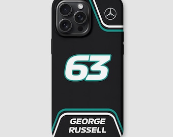 Coque de portable inspirée de la Mercedes F1 George Russell Kimi Antonelli, iPhone 17 16 15 14 13 Pro Max, Samsung Galaxy S22 S23 S24 S25 Ultra