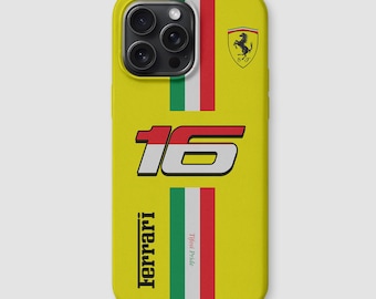 Leclerc 16 Ferrari F1 Phone Case, Formula 1 Inspired Cover for iPhone 17 16 15 14 13 Pro Max, Samsung Galaxy S22 S23 S24 S25 Ultra