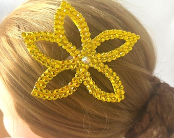 Sparkly Rhinestone Flower Hair Clip – Reusable Dance Hairpiece, colour customisation