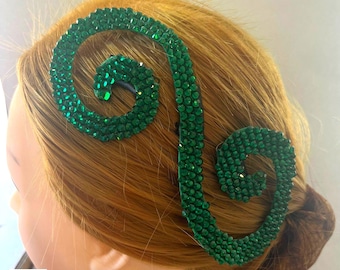 Spiral Rhinestone Dance Hair Piece - Reusable, Custom Color