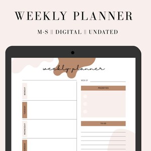 Weekly Digital Planner || Weekly Planner || Weekly Itinerary || Undated Weekly Planner || iPad Weekly Planner || Good-notes || Weekly To-Do