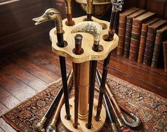 Suporte de madeira para bengala | Suporte vintage para bengala, decoração rústica para casa
