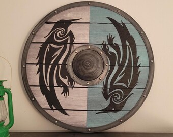 Handcrafted Viking Raven Shield | Nordic Wall Decor, Cosplay Prop