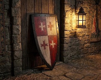Handgefertigtes Templerschild | Mittelalterliche Kreuzritter Cosplay Prop