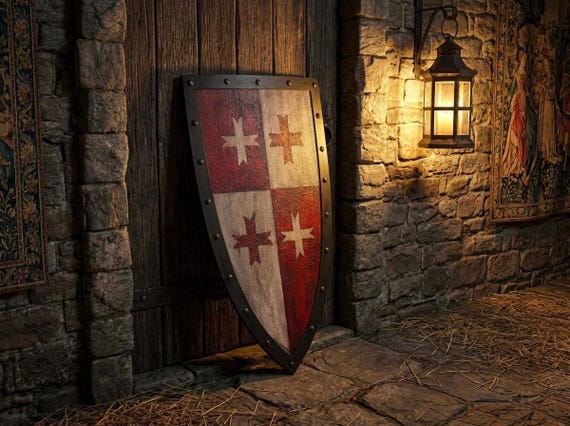 Medieval Knight Shield Wall Decor, Rustic Crusader Shield, Gothic Castle Decor, Warrior Shield, Medieval Home Decor, Historical Wall Art