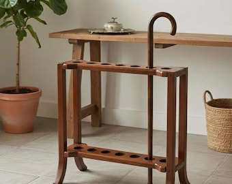 Suporte de madeira para bengala | Suporte rústico para bengala | Organizador de bengala de madeira | Decoração vintage