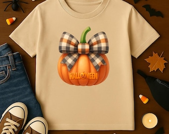 Buffalo Plaid Bow Halloween Pumpkin PNG: Fall Clipart (Digital Download)