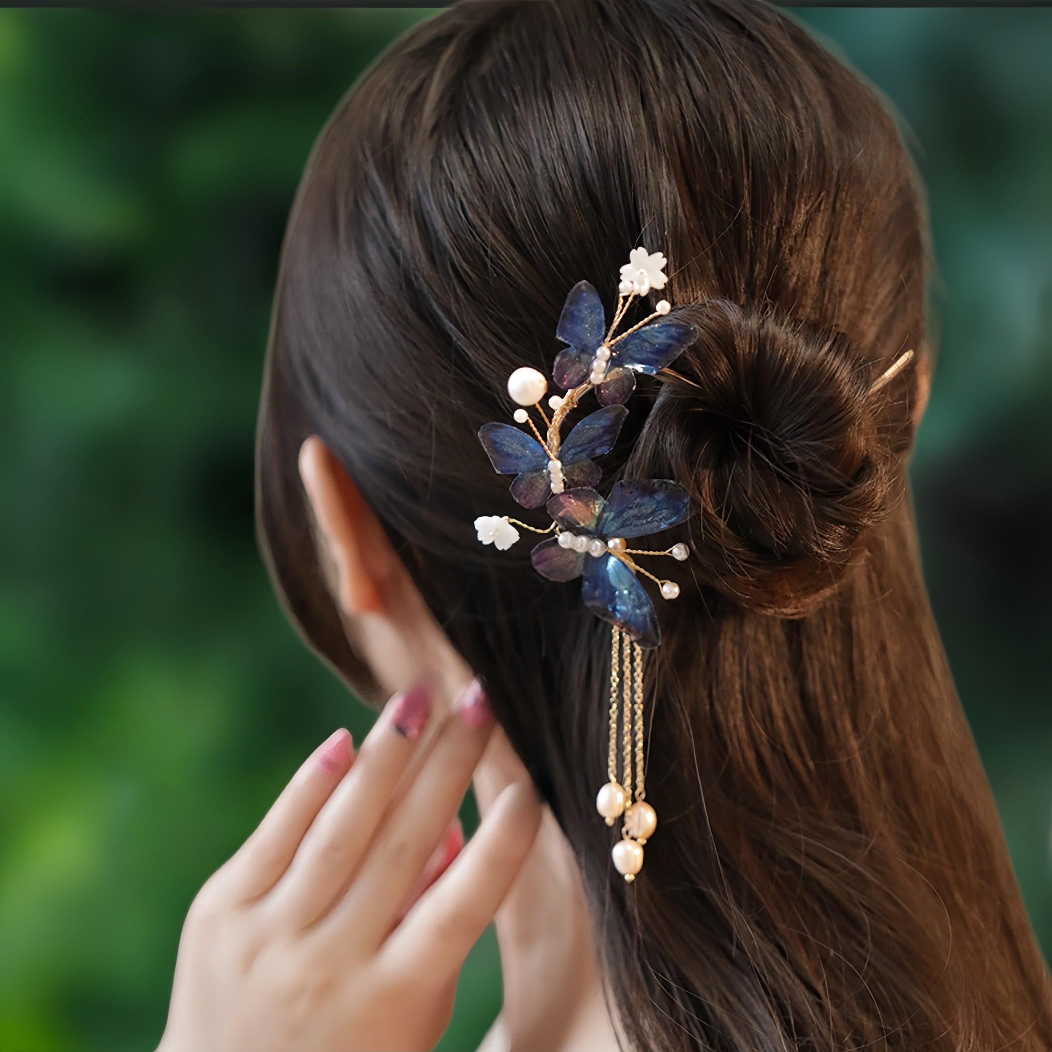 Pearl Butterfly Hair Pin - Etsy