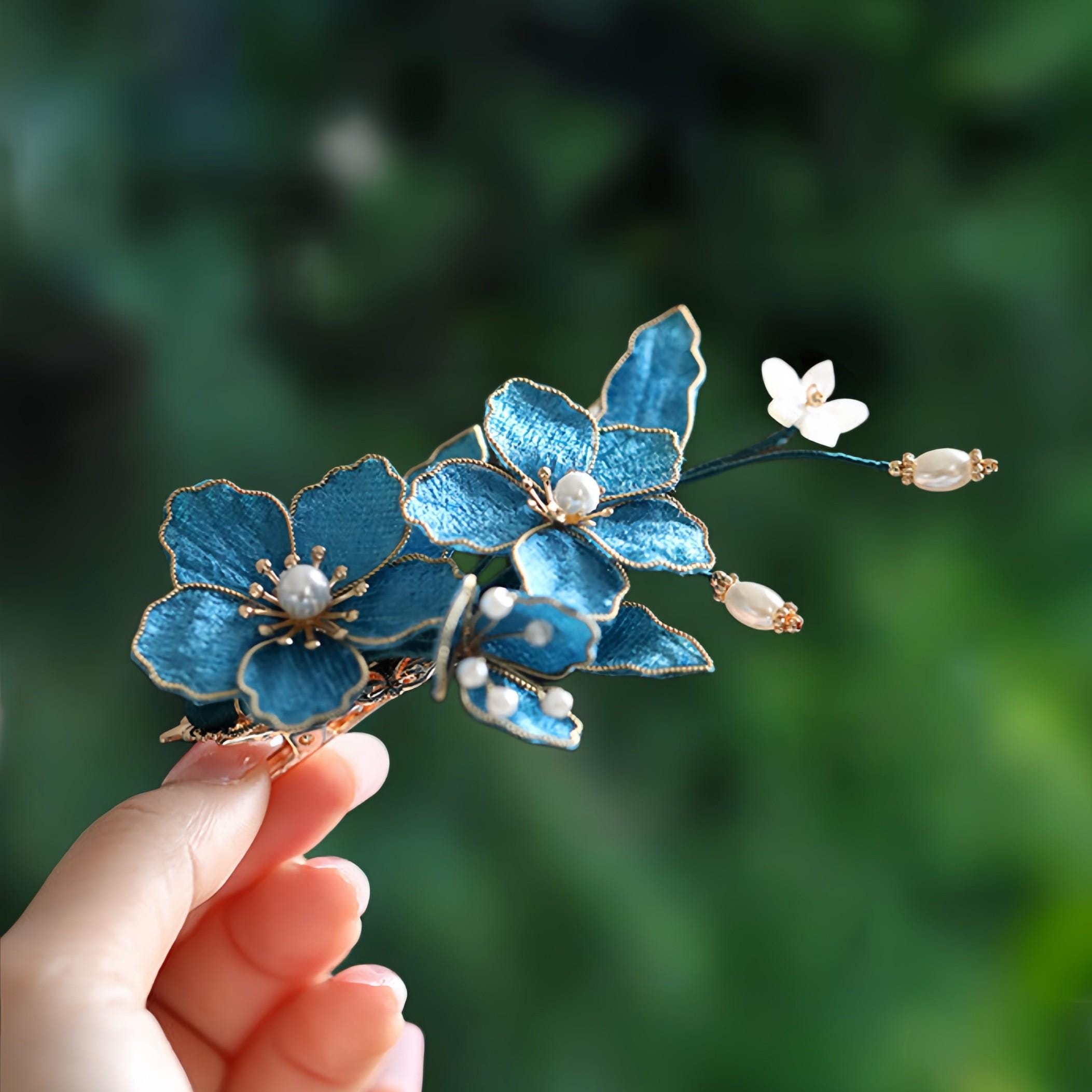 Flower Floral Velvet Hair Clips 3 Different Sets Camellia Hair Clips & Claws 3-Piece Set main image 2