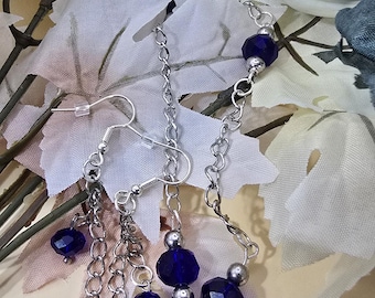 Glass angel blue necklace and earring set