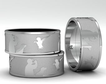 Calling Geese. Waterfowl call band. Stainless steel.