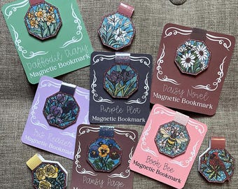 Stained Glass Magnetic Bookmark | Floral Reader Gift