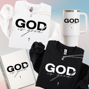 レトロなキリスト教デザイン、神は善である PNG、キリスト教のクリスマス SVG、信仰のスウェットシャツ PNG、女性用キリスト教ギフト png、キリスト降誕シーン SVG