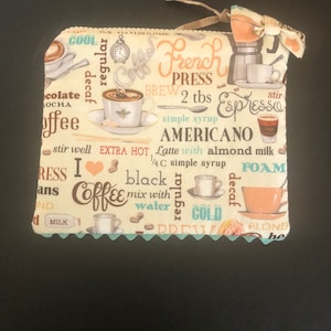 Coffee print zipper pouch, gift idea, make up bag, organizer
