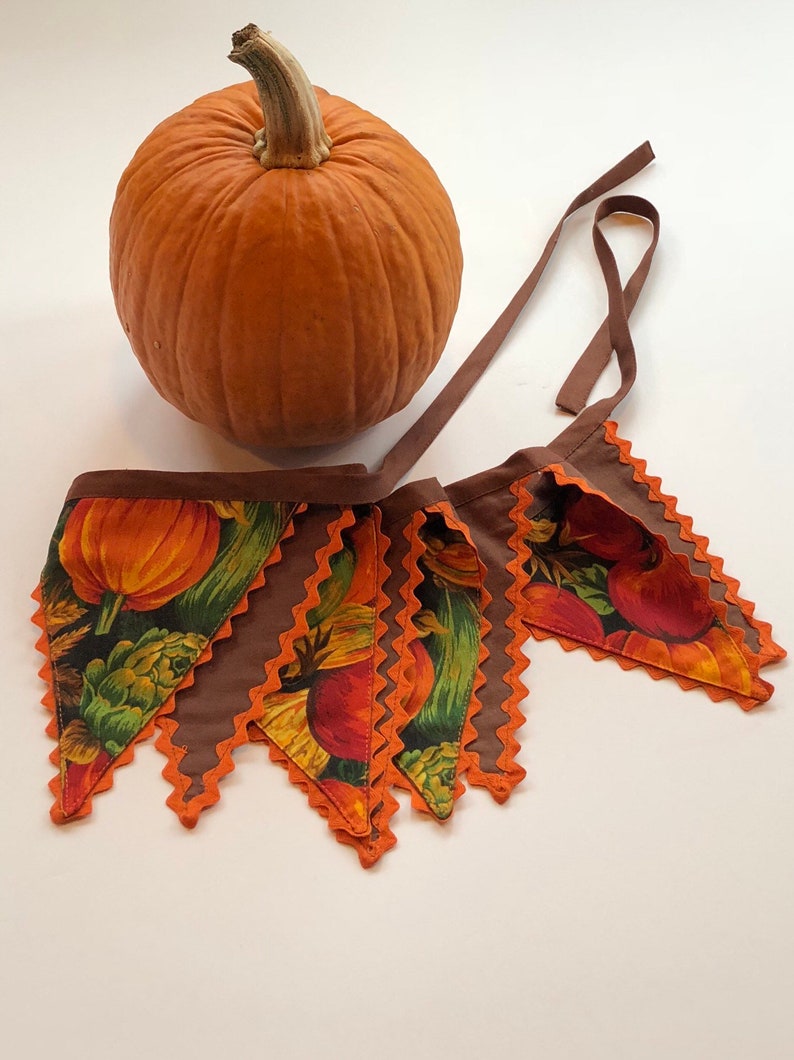 Fall Pennant Banner Pumpkin Bunting Harvest Autumn Fabric Etsy