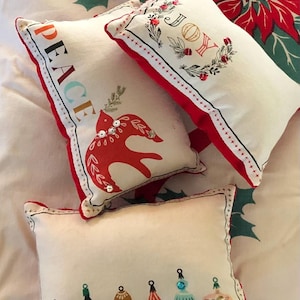 Christmas stuffed bowl fillers, mini pillows, Christmas decor