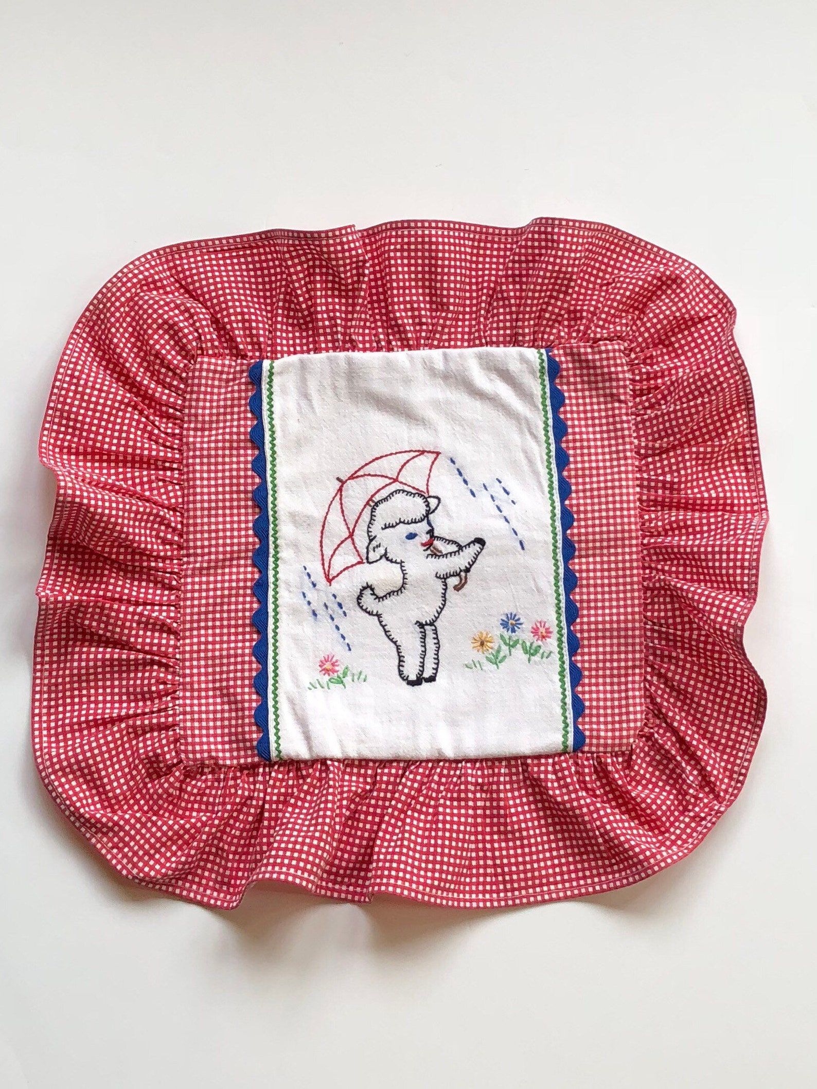 Red Gingham Pillow Case Lamb Pillow Cover Decorative Etsy