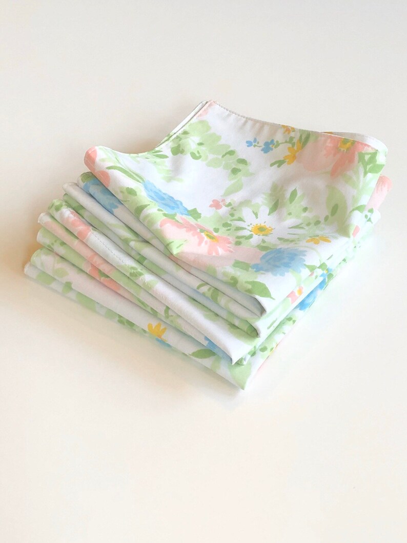Six floral cloth napkins repurposed vintage sheet pastel Etsy